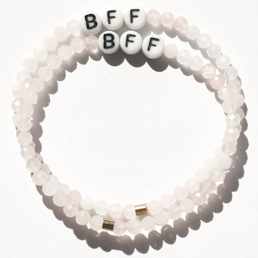 Set of 2 BFF bracelets in rose quartz