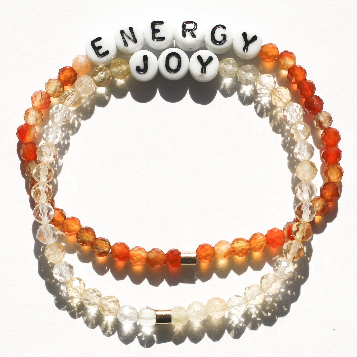 ENERGY bracelet in carnelian and JOY bracelet in citrine