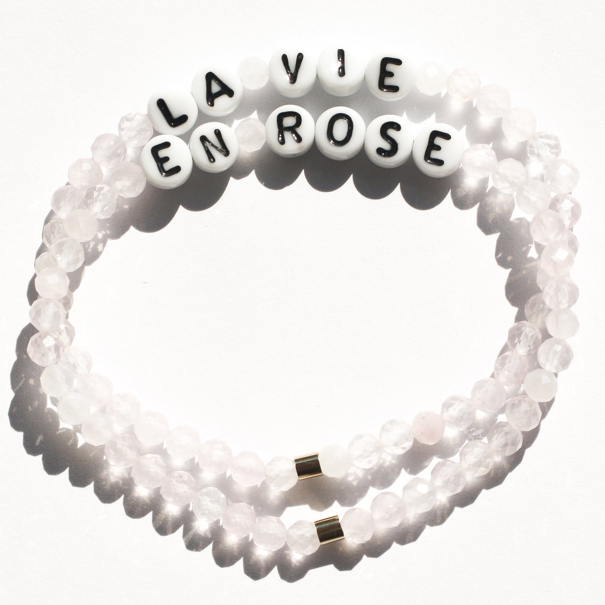 LA VIE EN ROSE bespoke bracelet stack in rose quartz