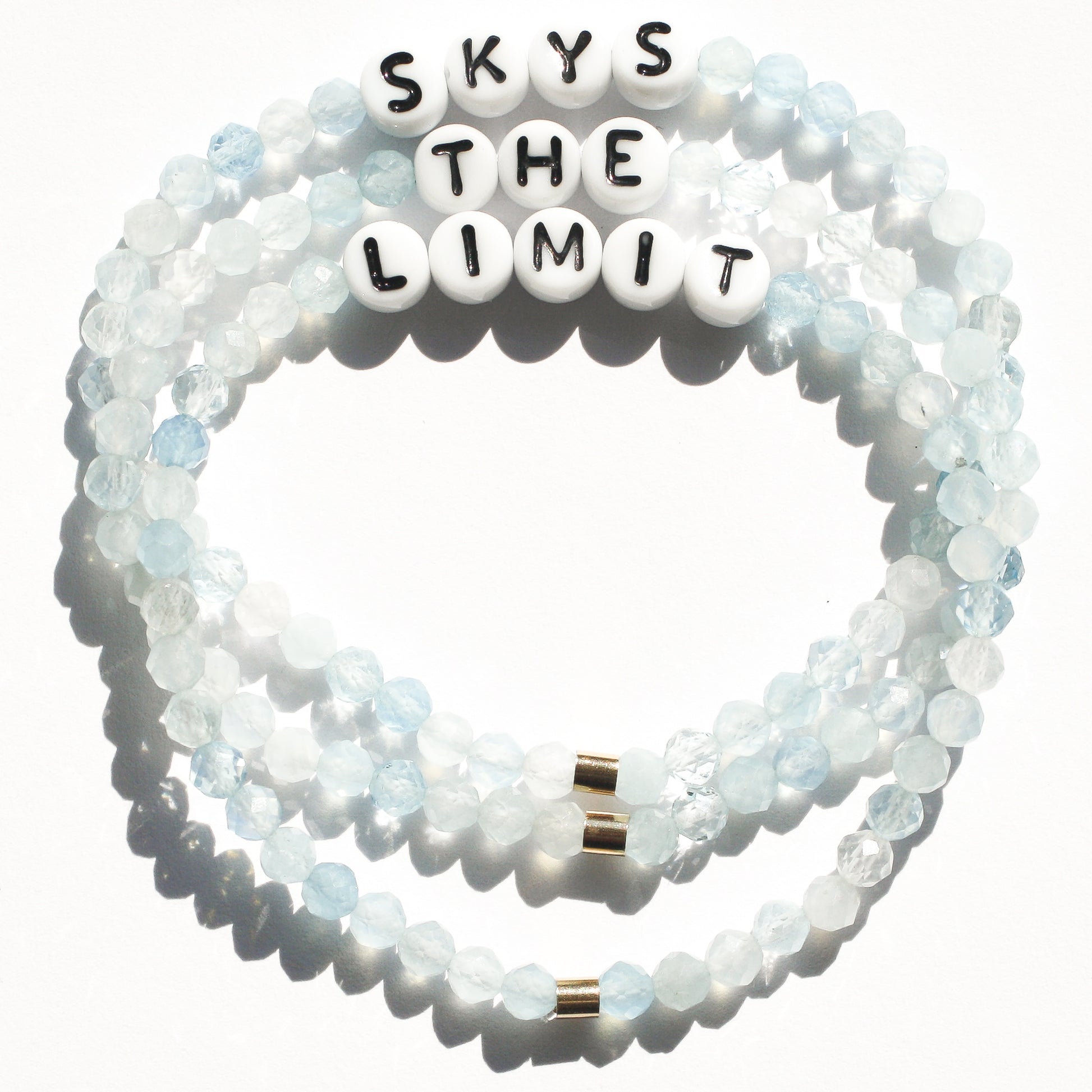 SKY'S THE LIMIT bespoke bracelets in aquamarine