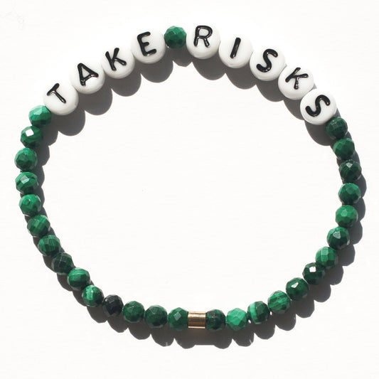 TAKE RISKS bracelet in malachite